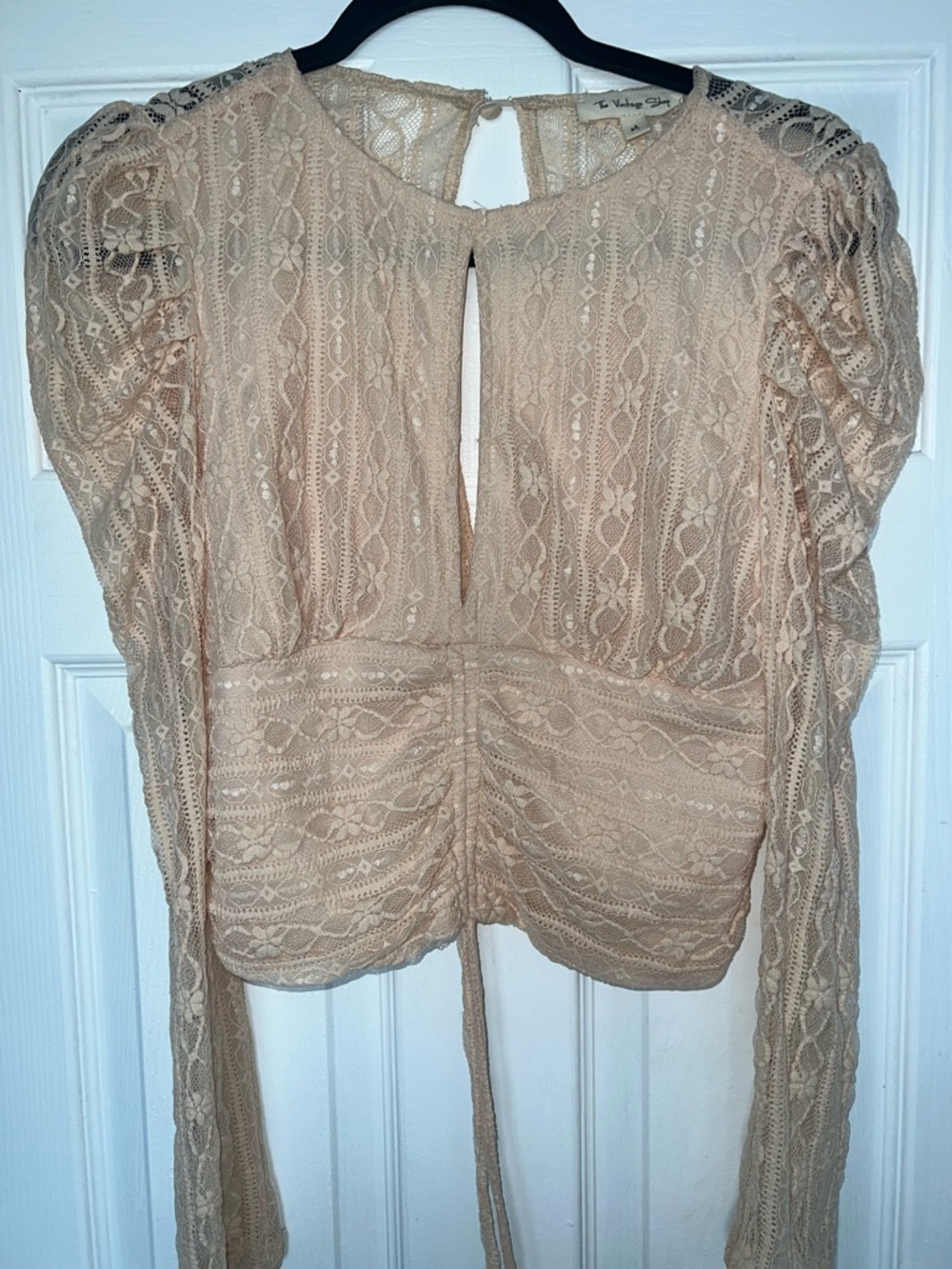 The Vintage Shop Blush Lace Peasant Blouse